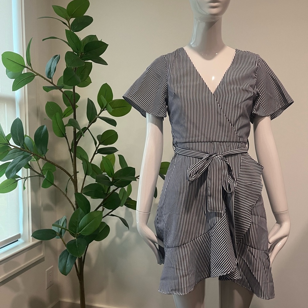 J.O.A. Black and White Striped Mini Dress